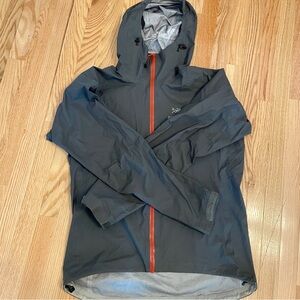 Grey Arcteryx rain coat
